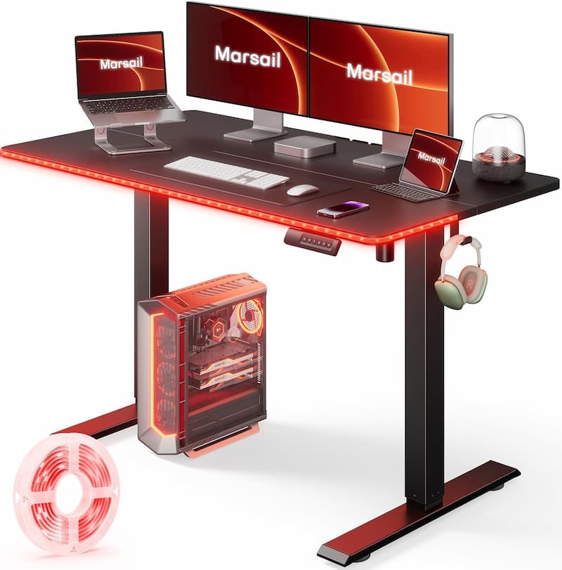 Marsail LED Light Electric Standing Desk
